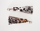 Leopard Leather Tassel Keychain // Clutch Purse Charm // Cheetah Calf Hair Tassel Key Fob