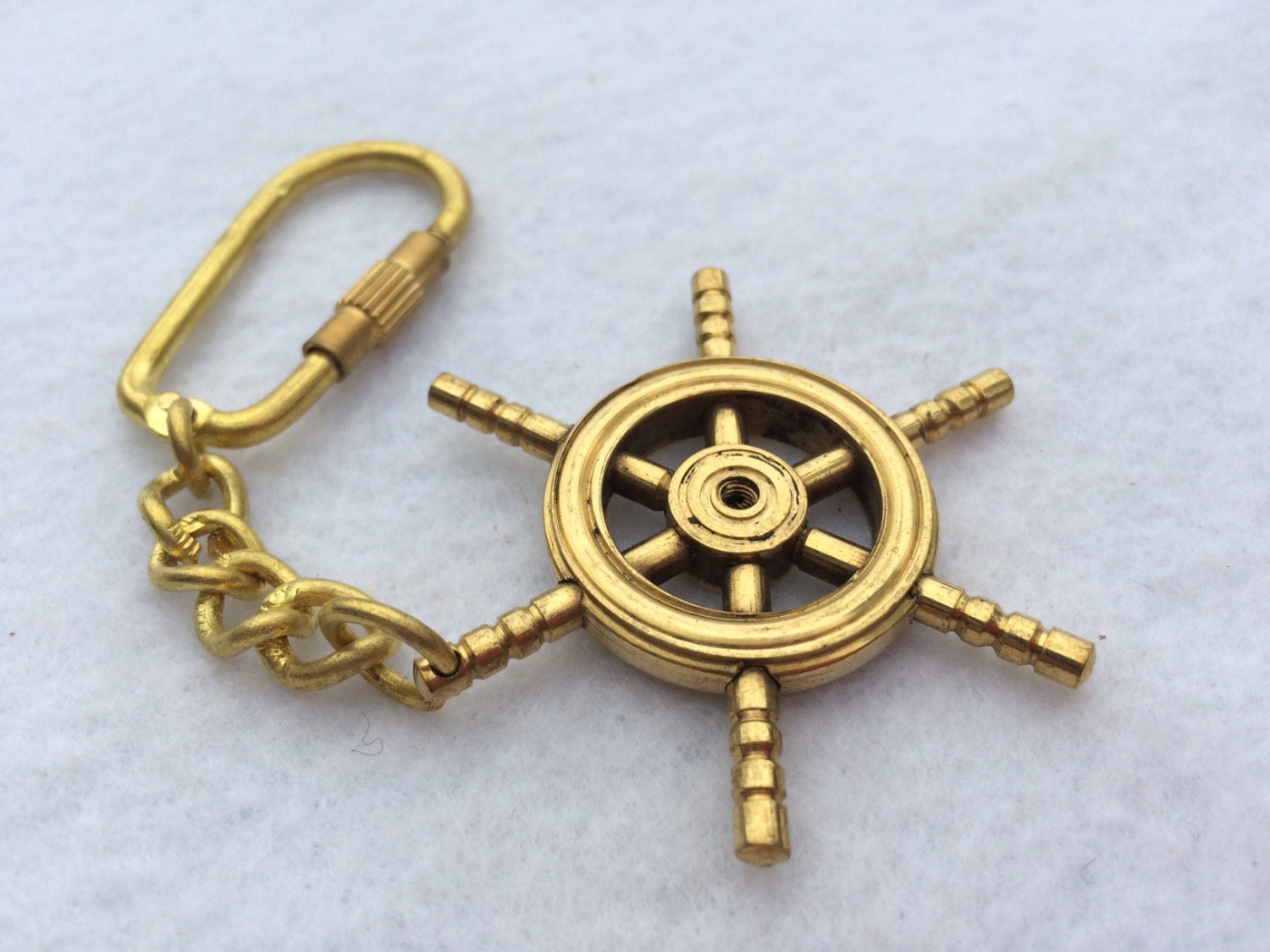 Brass Ships Wheel Keychain Nautical Maritime Captain