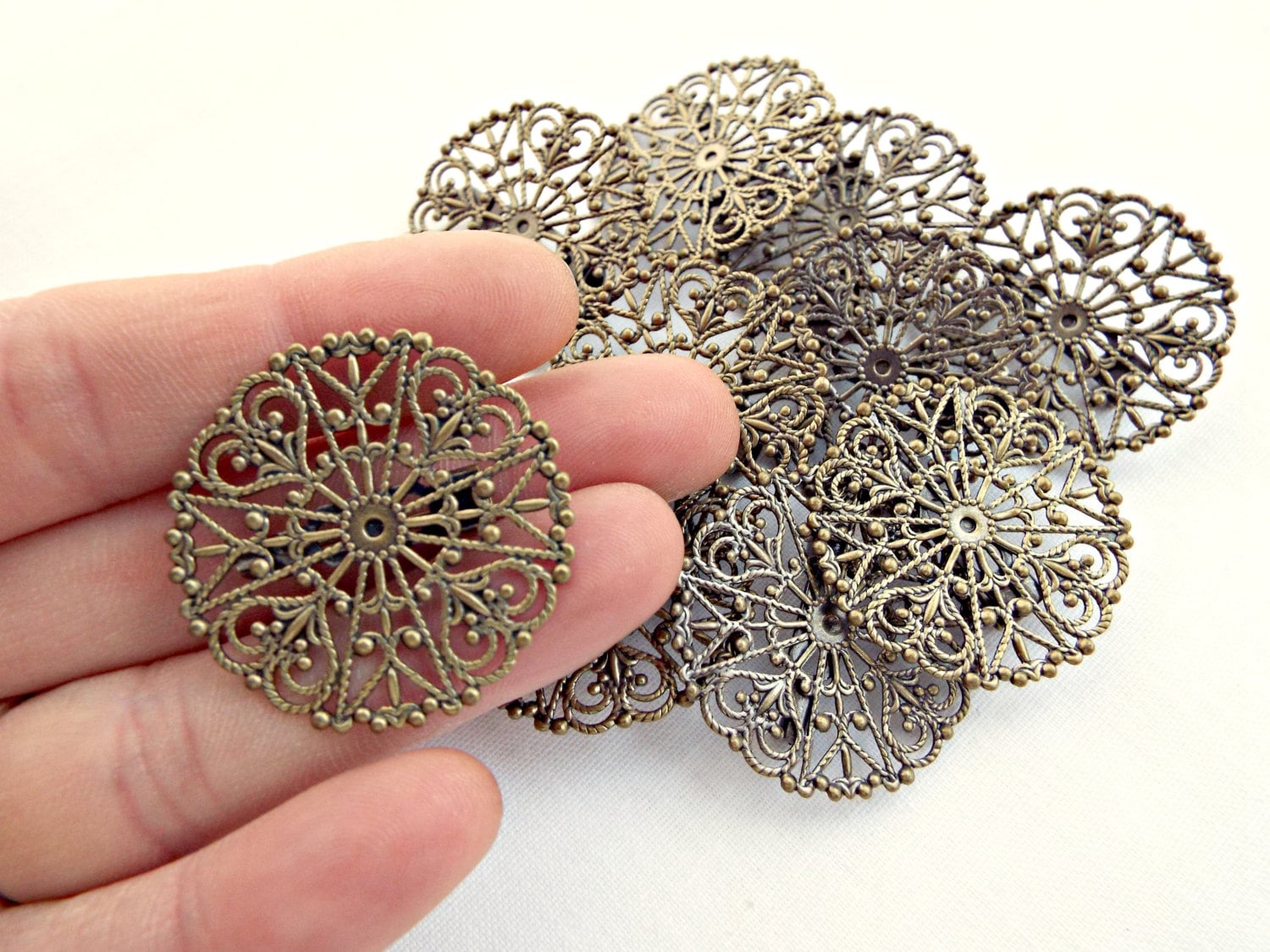 Bronze Brooch Base 10 Filigree Brooch Round Brooch Setting