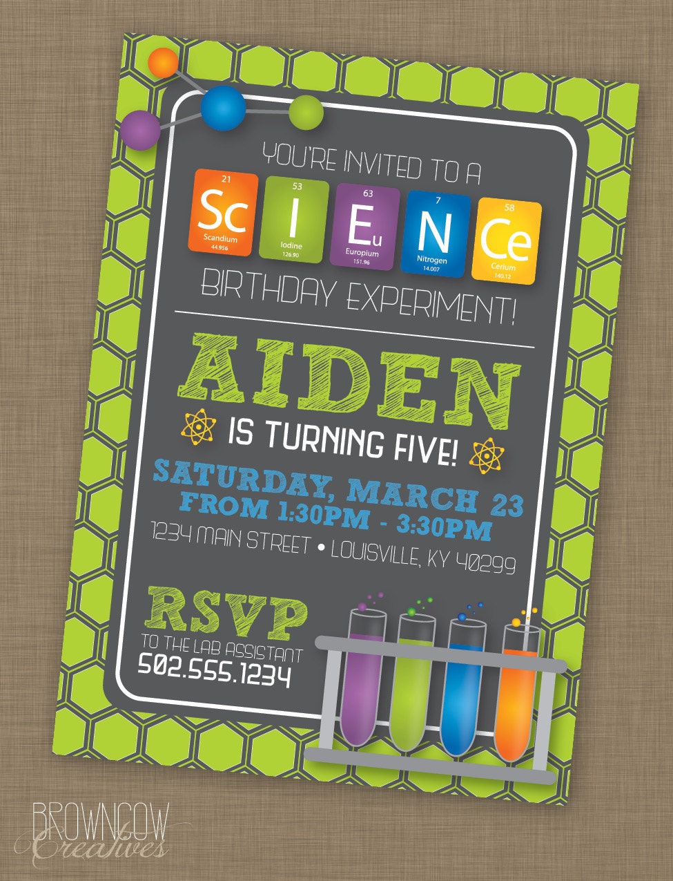 PRINTABLE Science Birthday Party Invitation