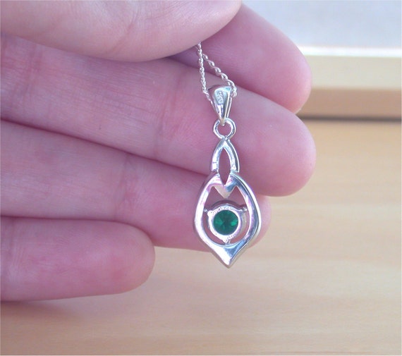 925 Emerald Lab Created Pendant And18 Silver 4825