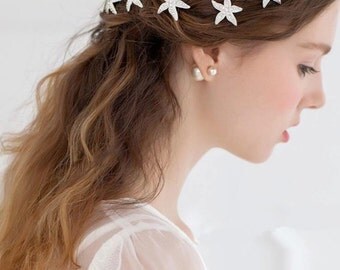 Crystal Starfish in Silver Tone Bridal Wedding Hair Pin (Set of 6)