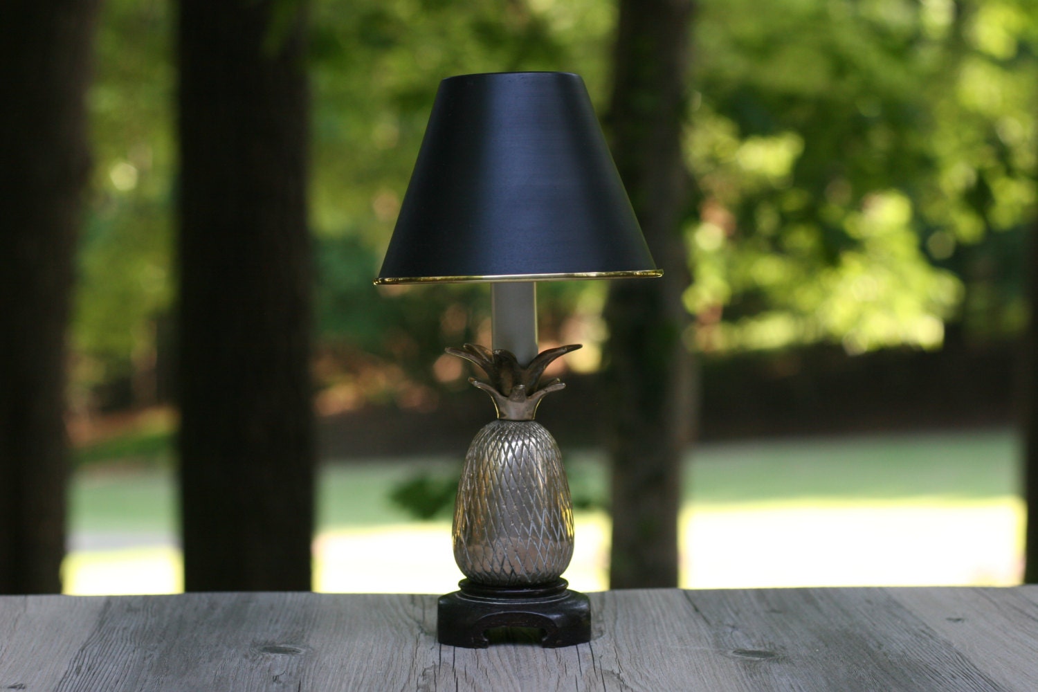 Reserved Vintage Brass Pineapple Candle Lamp with Gold Lined