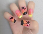 Items similar to Summer Sunset Beach Acrylic Nails on Etsy