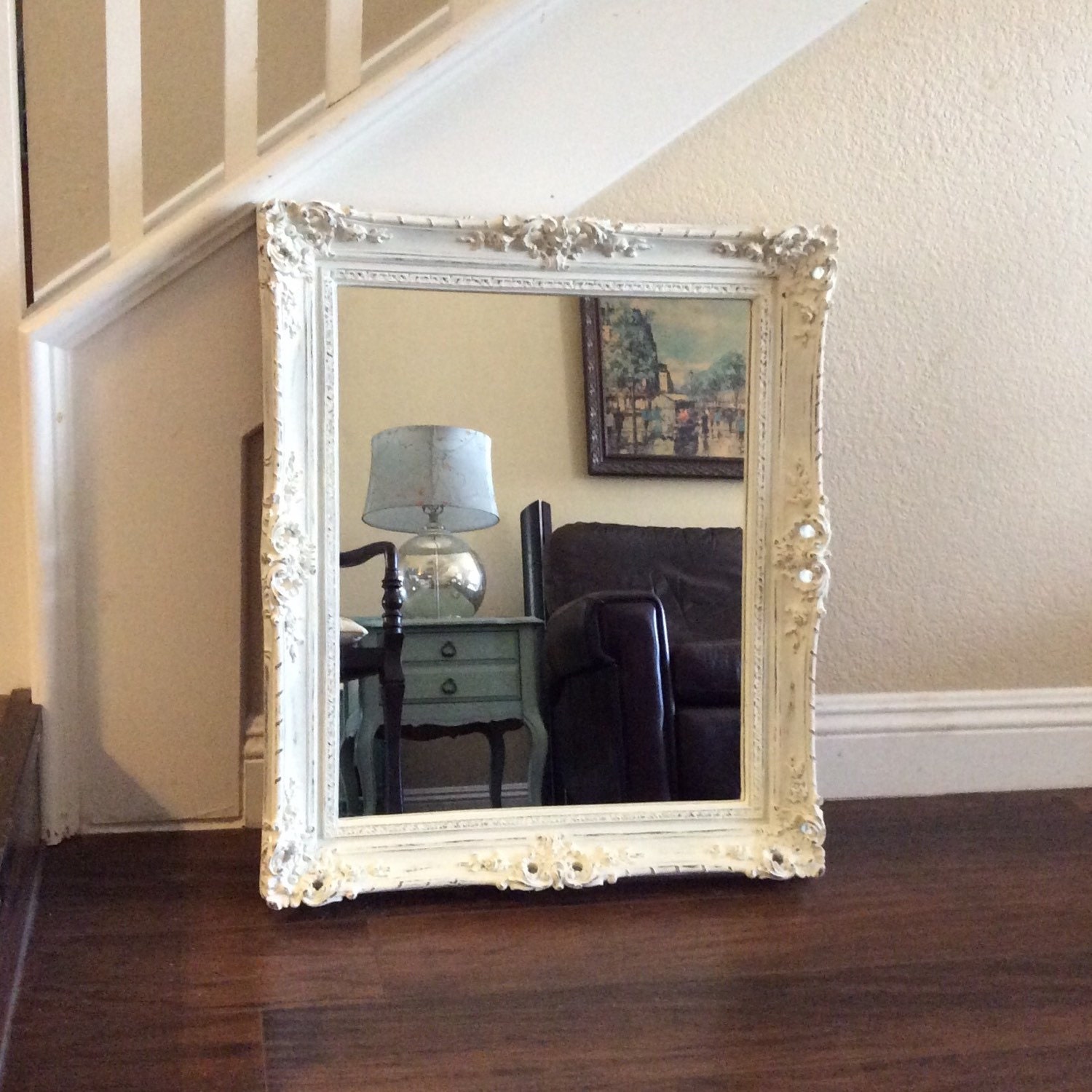 BEAUTIFUL WHITE MIRROR Ornate Wall Mirror French Provincial