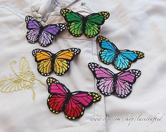 4 pieces-- Colorful Butterfly Embroidery Appliques Cotton Applique, Butterfly Patch, Iron on Applique