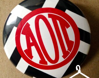 Alpha Omicron Pi Chevron Monogram Button or Magnet