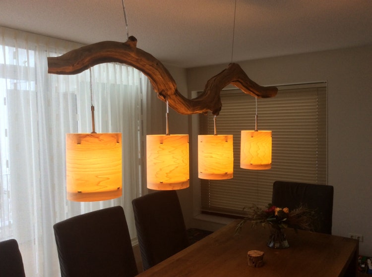 Unique Cozy ceiling lamp with four lights finished by GBHNatureArt