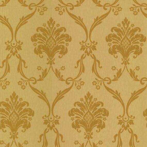 Elaborate Gold Metallic Damask Wallpaper Ornate Tonal