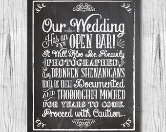 Chalkboard Shenanigans Wedding Sign, Printable Wedding Sign, Chalkboard Open Bar Sign, Shenanigans Sign, Wedding Decor, Instant Download