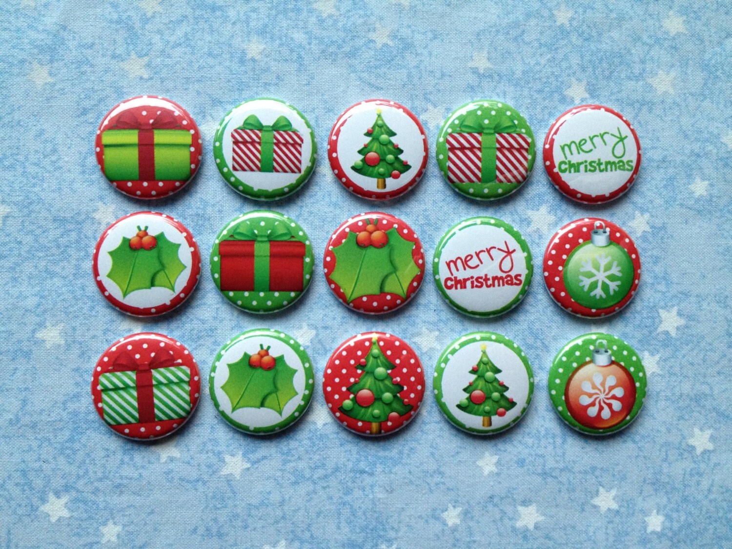 Christmas Buttons Holiday Buttons Christmas Trees Presents