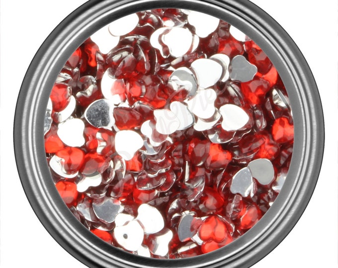 Red Heart Rhinestone Gems Flat Back Face Art Nail Art Scrapbook Phone Decoration 3mm