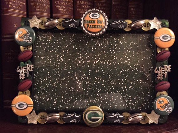 Green Bay Packers Button Picture Frame by ButtonsAllAround on Etsy