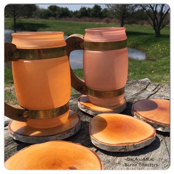 Birch coasters/ rustic coasters/ set of 5 by OKAVARKpendants