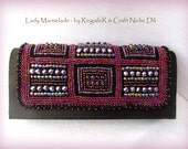 Original unique multicolored handmade bead embroidered artisan jewelry purse handbag pouch clutch - Lady Marmelade