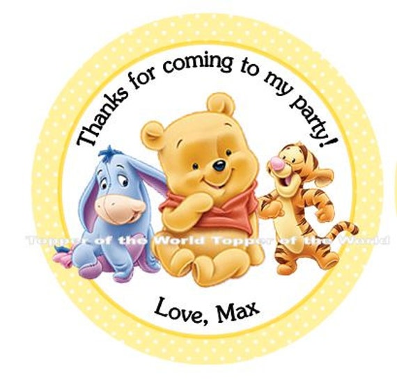 12 Personalized yellow Winnie the Pooh boy or girl gender