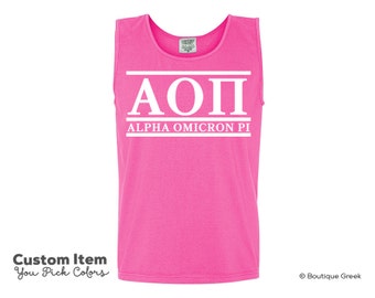 AOII Alpha Omicron Pi Custom Comfort Colors Classic Sorority Tank