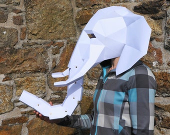 Elephant Mask - make your own 3D Low-Poly Mask with PDF download