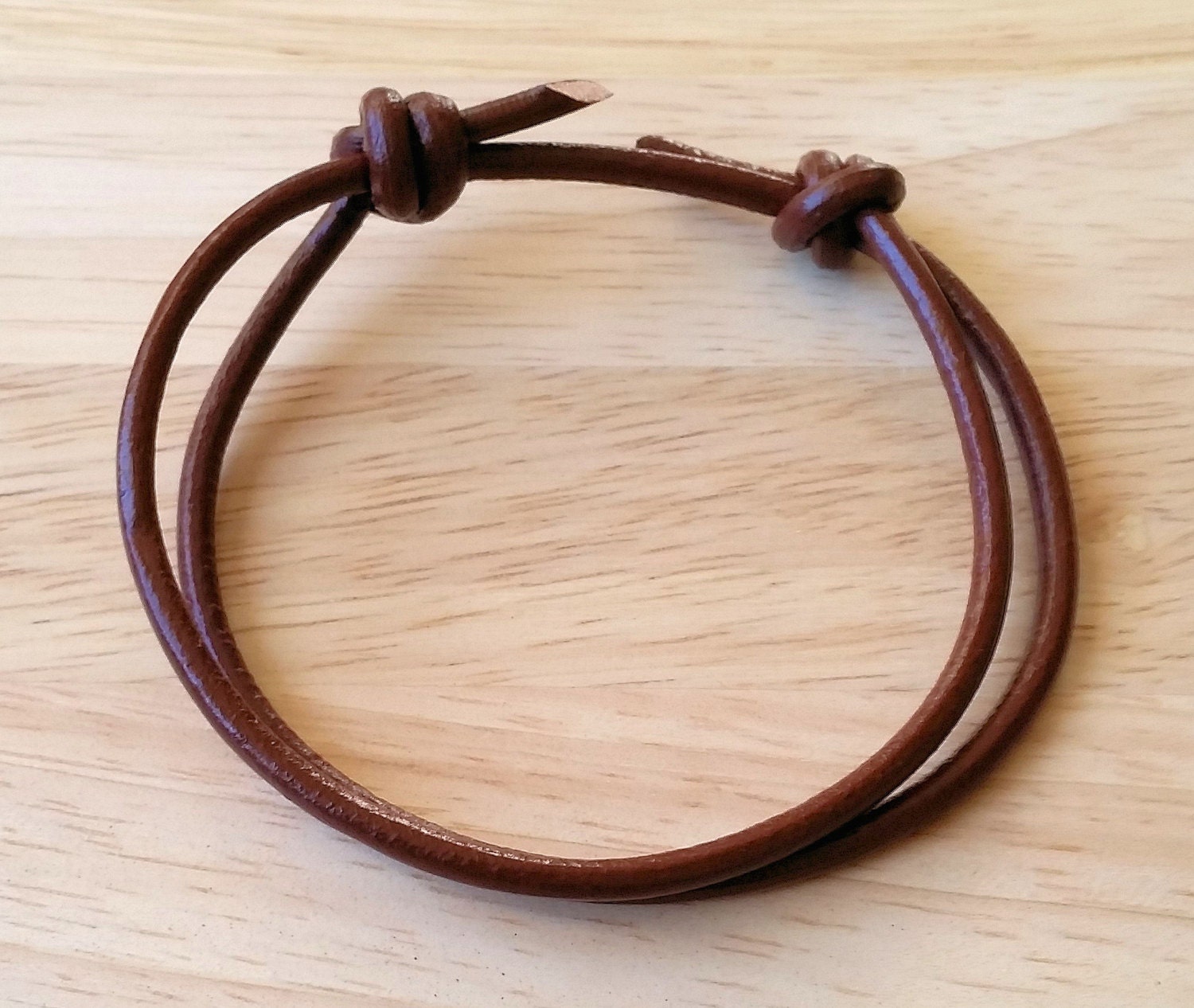 Brown Leather Cord Bracelet Adjustable Sliding Knot Men's