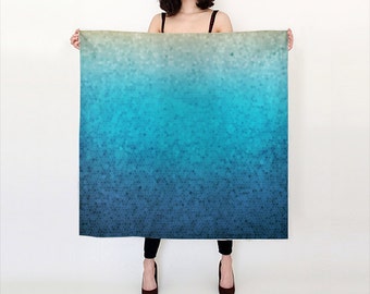 Blue silk scarf - Sea Glass Mosaic design, teal, turquoise, blue, Ombre, accessories, scarves, casual or dressy