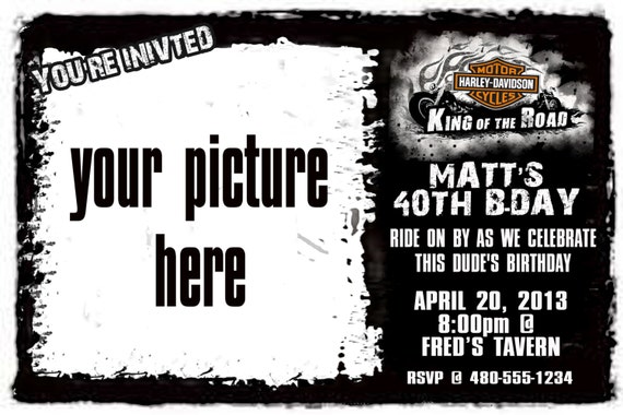 Harley Davidson Birthday Party Invitation by heavygraphics on Etsy