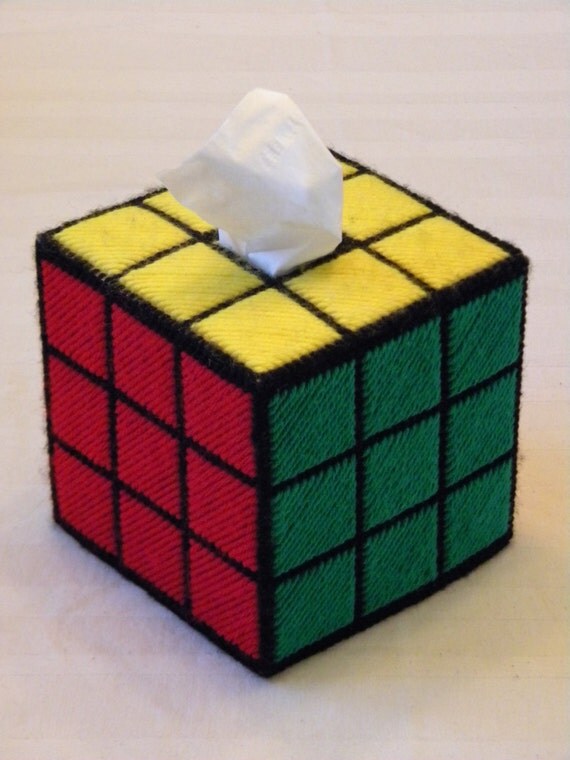 Rubiks Cube Tissue Box Cover Free Shipping by WonkyTreasures