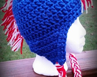 Mohawk Hat Red White Blue Buffalo Bills New England Patriots
