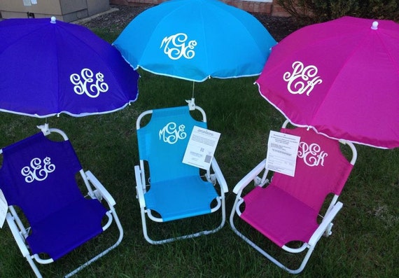 Chair And Umbrella Custom Monogrammed Vinyl Kidschildren Beach