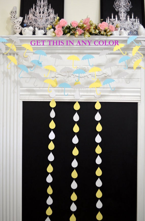 Umbrella Raindrop garland baby shower bridal shower decor