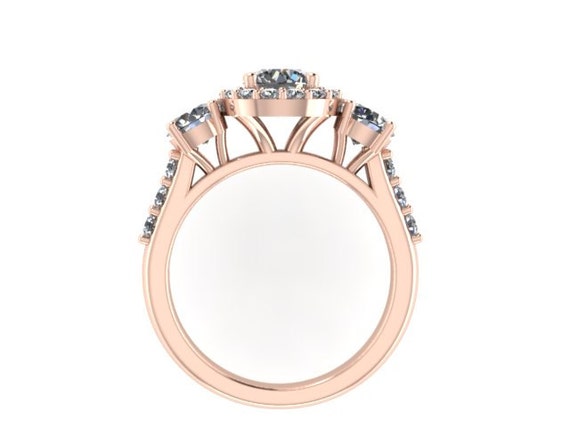 Halo Diamond Engagement Ring 14K Rose Gold Wedding Ring