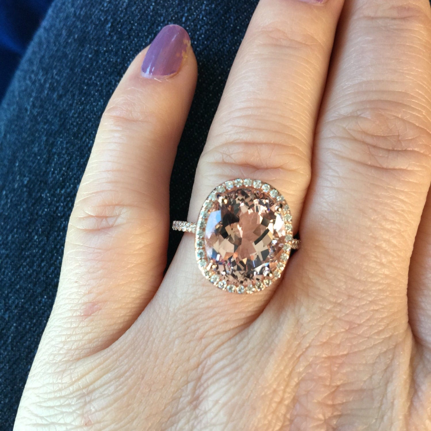 Oval Morganite  Engagement  Ring  Unique by JewelryArtworkByVick