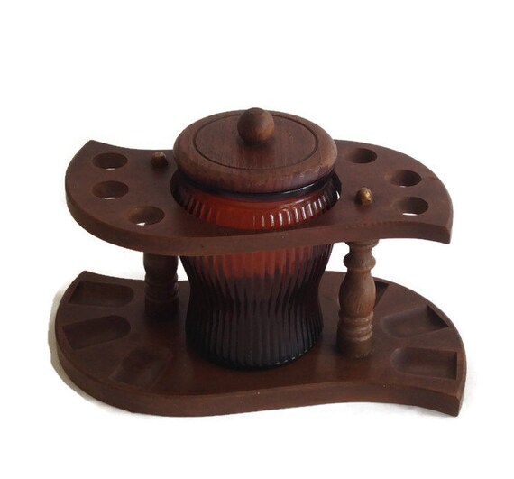 Pipe Holder / Tobacco Jar / Pipe Stand / Duraglas Amber Jar