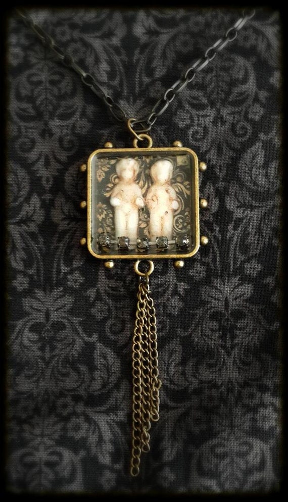 Twin Frozen Charlotte Eerie Tassel Necklace by MadameAlchemy