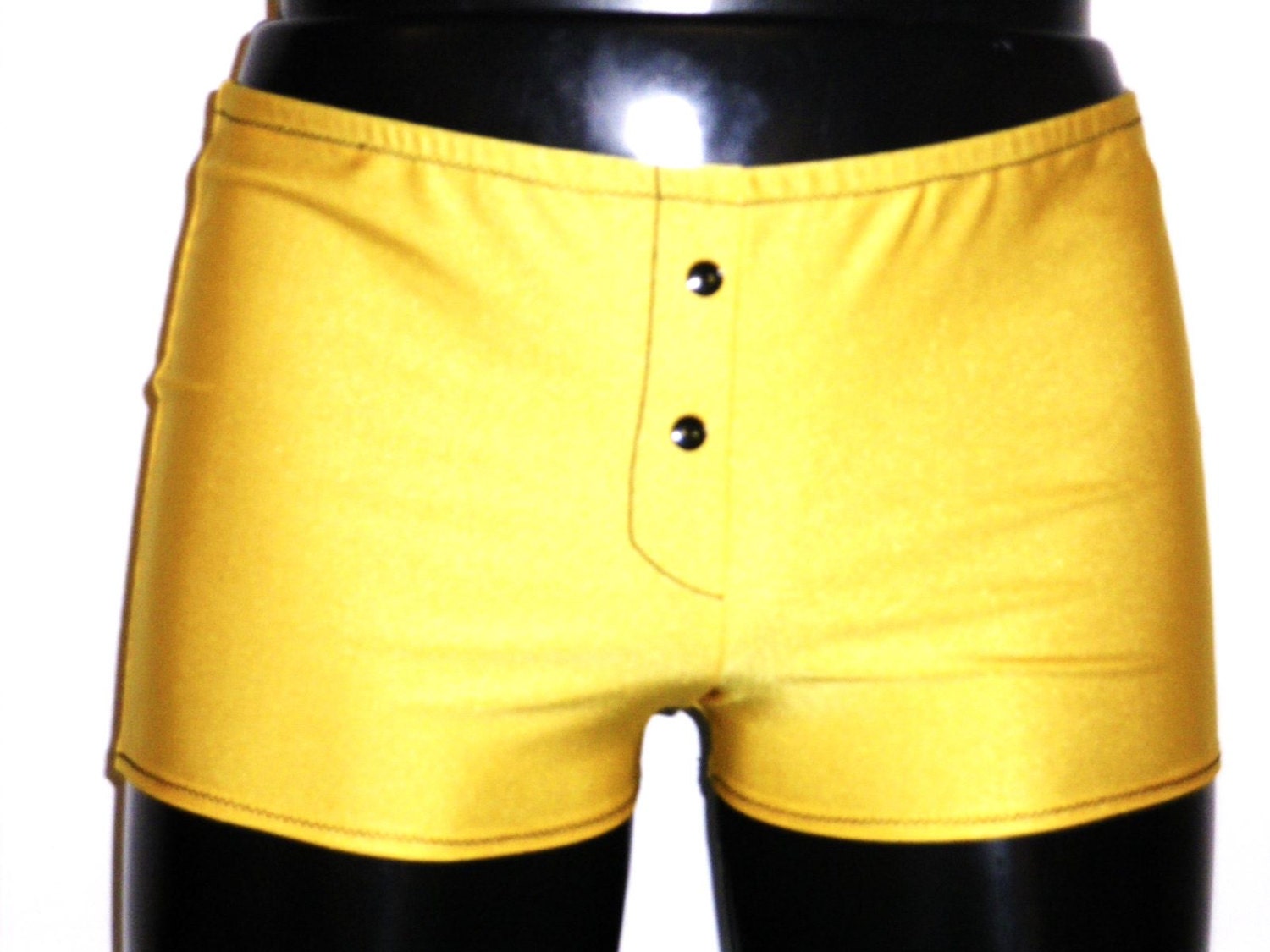 CLEARANCE Mens Booty Shorts Yellow Lycra Shorts S SMALL