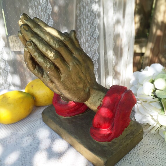 Vintage Praying Hands Statue Sculpture by