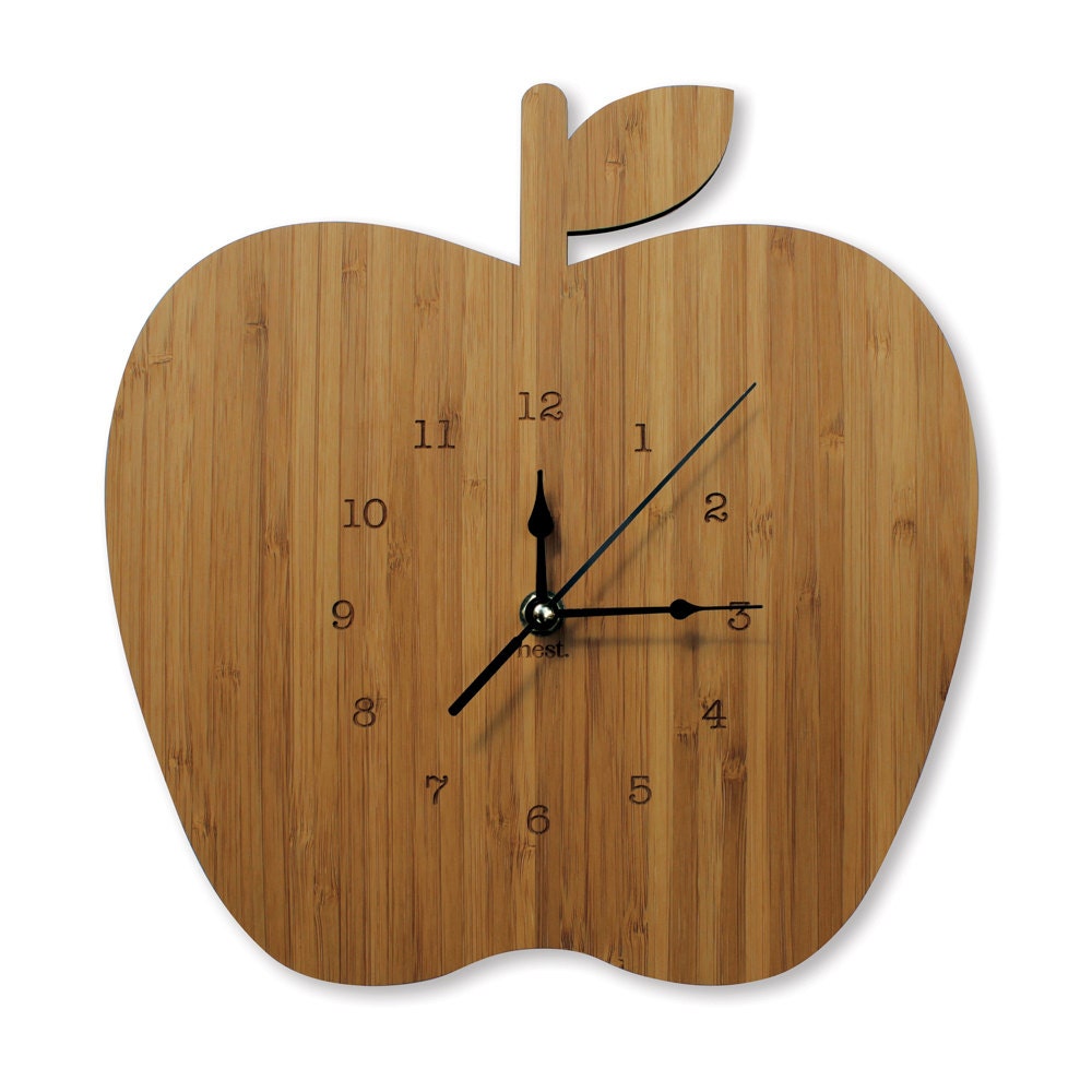 Apple Wooden Wall Clock Nursery & Kids Decor by NestAccessories