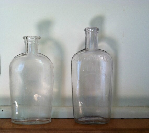 Vintage Bottles Side Seam Flask Style Pair of by TazamarazVintage