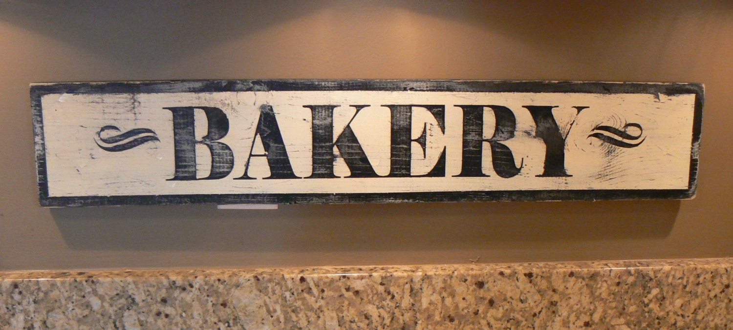Bakery Sign black distressed antique look kitchen decor