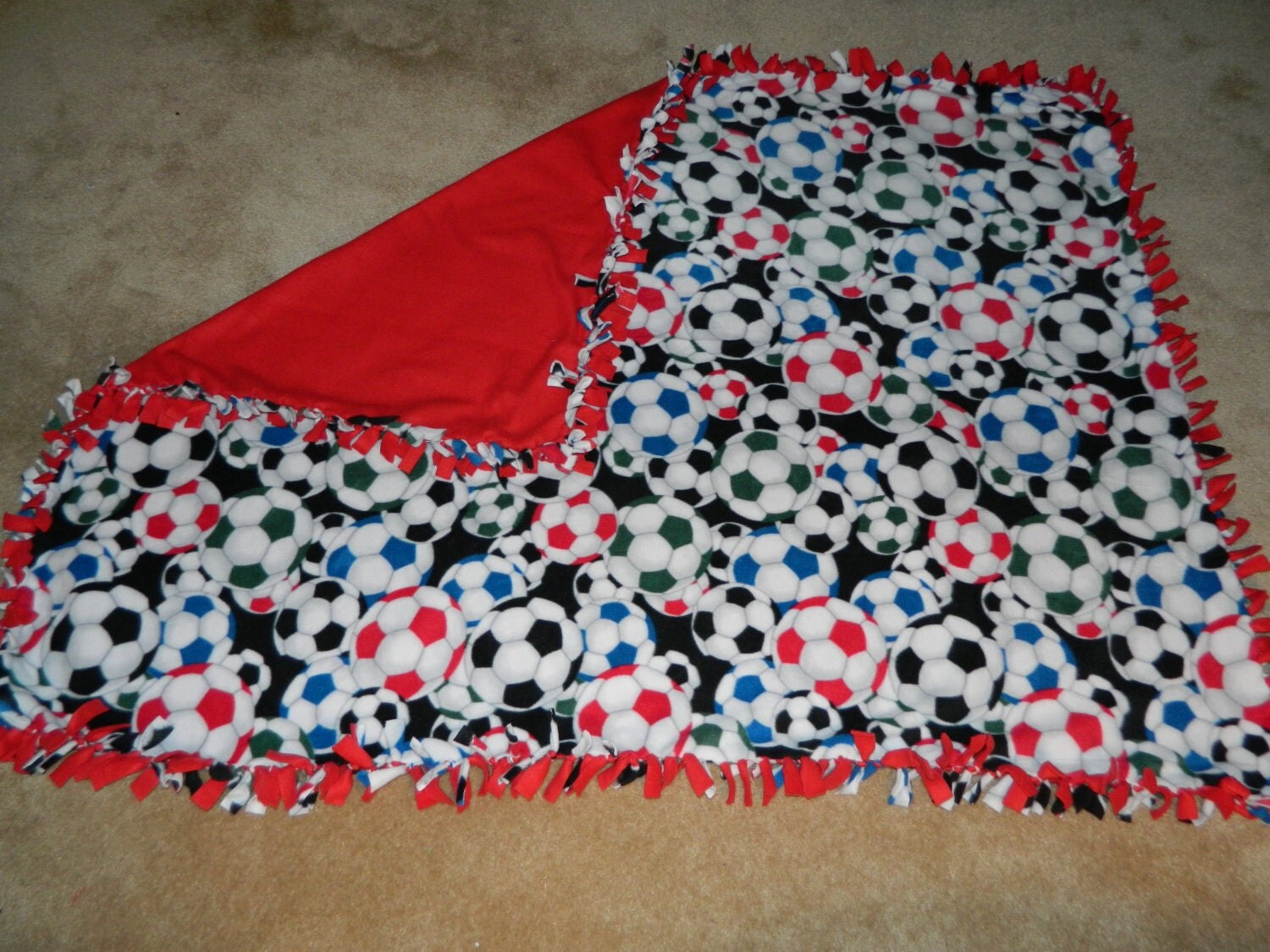 Soccer Fleece Blanket No Sew Fleece Blanket by HandmadeByErinn