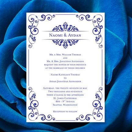 Royal Blue Weeding Invitations Templates 10