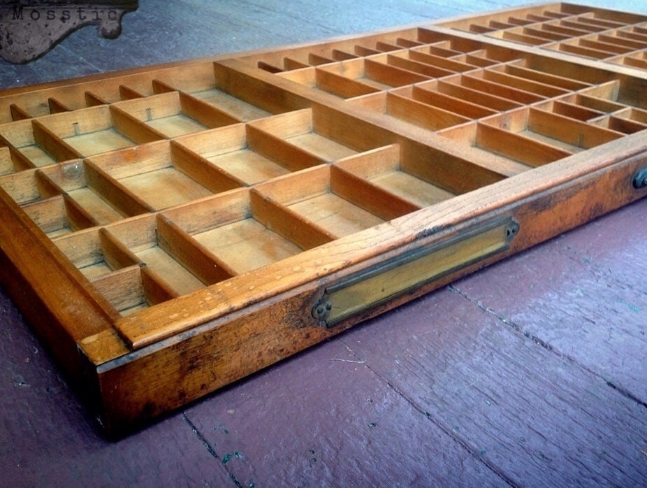 Antique Printer’s Drawer / Letterpress Drawer / Primitive Wood