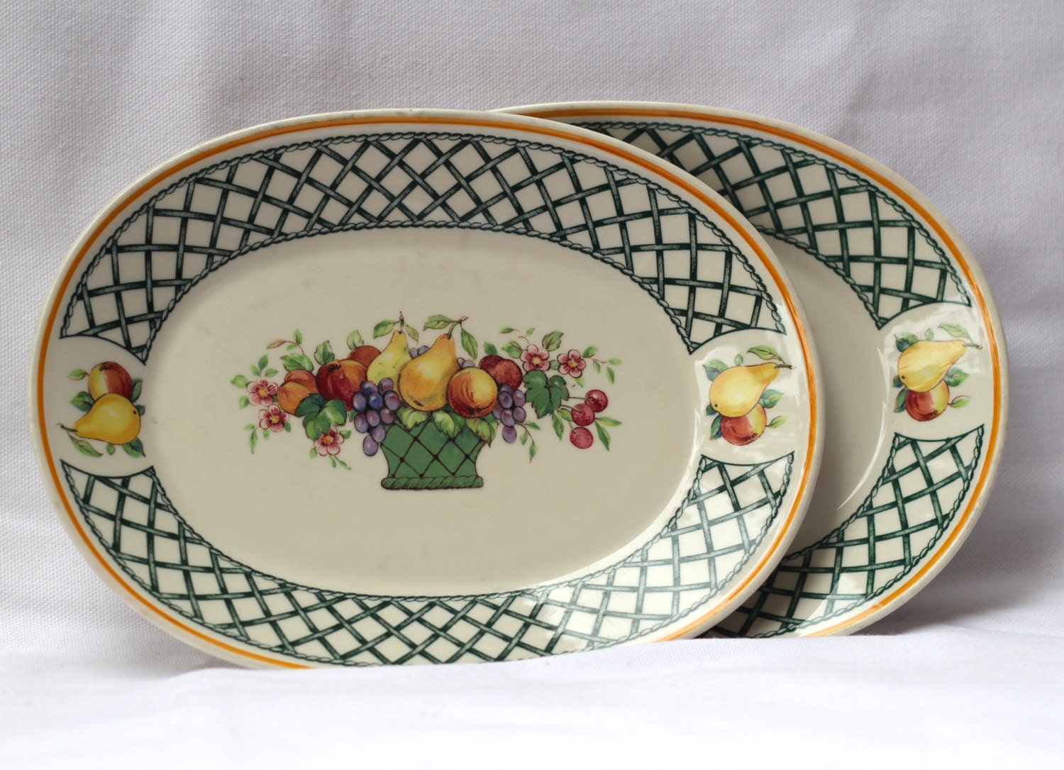 Villeroy and Boch Made in Germany Two Oval Plates Basket pattern 1980s