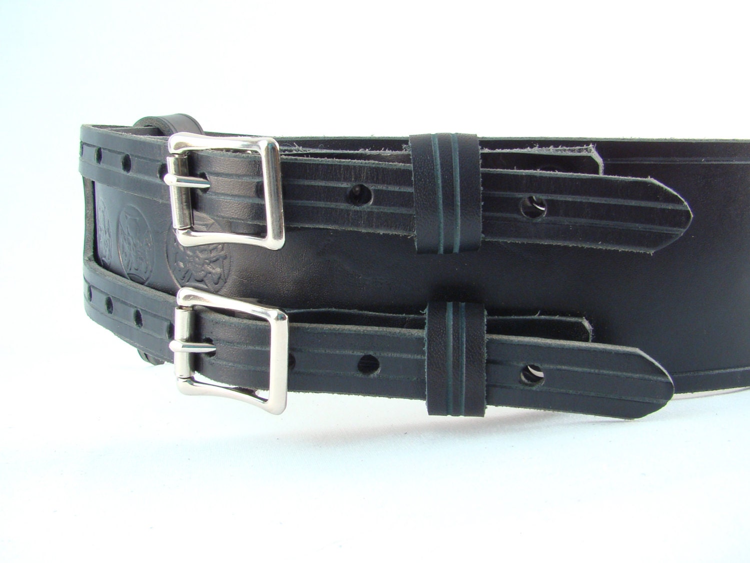 Kilt Belt Double Buckle Belt Black Leather Belt D Ring Add