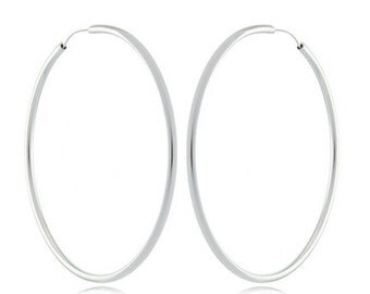 925 Sterling Silver Endless Hoop Earrings 12mm 18mm 21mm 25mm 33mm 38mm 45mm 55mm 63mm 70mm 76mm 83mm 89mm 95mm 102mm