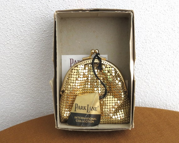 Vintage coin purse gold metal mesh Park Lane brand original