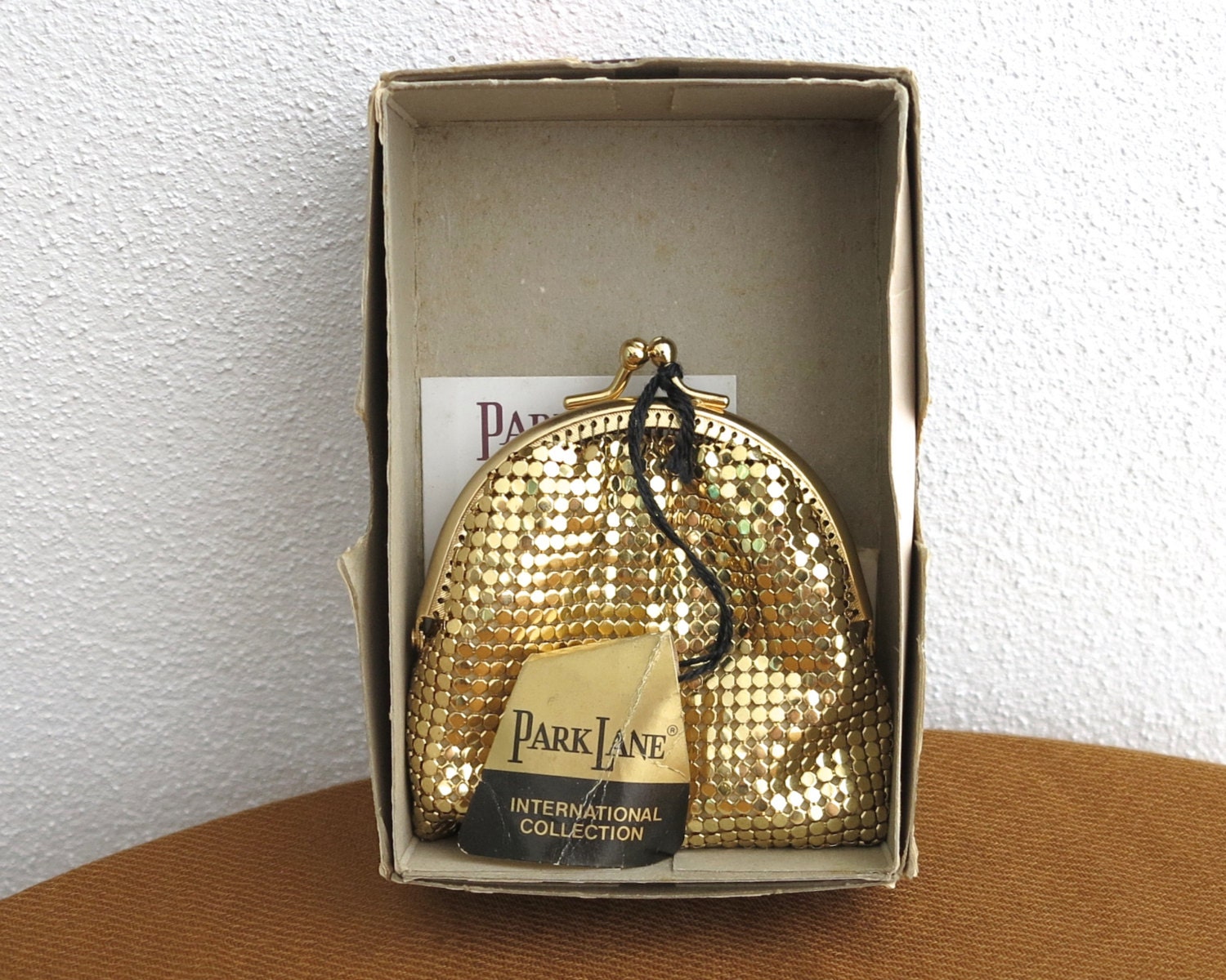 Vintage coin purse gold metal mesh Park Lane brand original