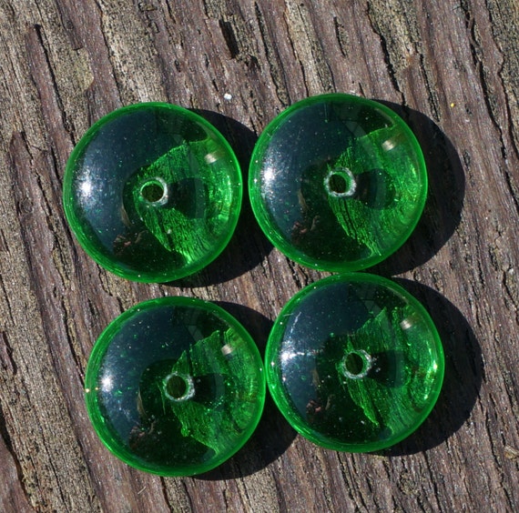 Green Crystal Czech Glass Disc Beads Round Flat Disk One Hole