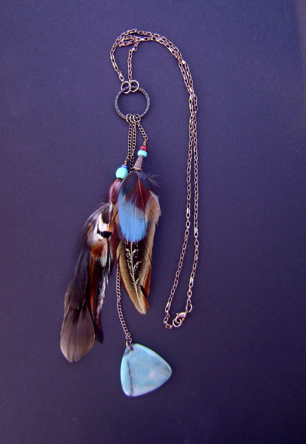 Real feather necklace pheasant feather jewelry tribal