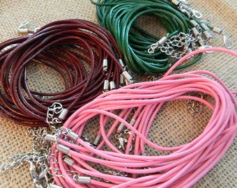 Leather Necklace Cord 2mm Thick - Multiple Colors - 18 inches - 1 Piece