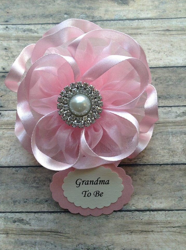 Grandma To Be Corsage Pink Shabby Baby by AlittleSweetBowtique